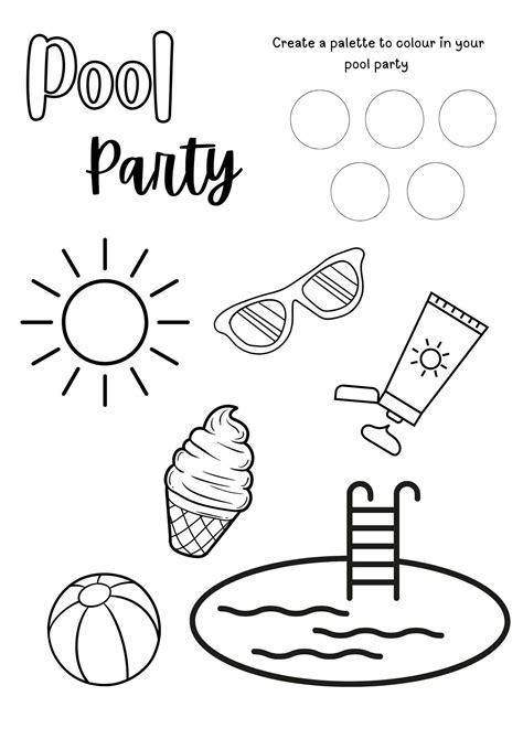 Pool Party Colouring Sheet Etsy Canada In 2024 Pool Drawing Coloring Sheets Pool Colors