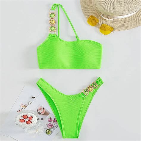 Wholesale Of New Crystal Diamond Bikini Solid Color Swimsuit Two Piece Bikini Buy Diamond