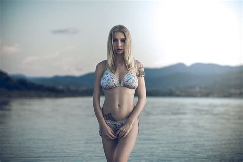 Wallpaper Women Portrait Blonde Depth Of Field Sea Lake