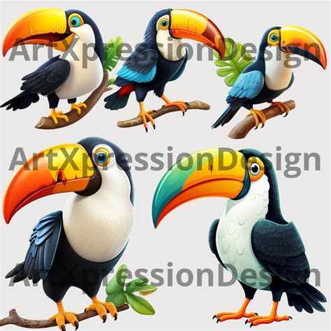 Toucans Clipart Cute Cartoon Clipart, Toucans Clipart Set, Toucans ...