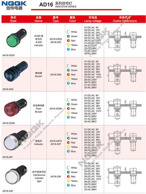 Ad Ds Mm Mounting Dia Panel Led Pilot Indicator Lights Lamp