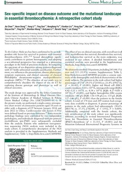 Sex Specific Impact On Disease Outcome And The Mutational Landscape In Essential Thrombocythemia