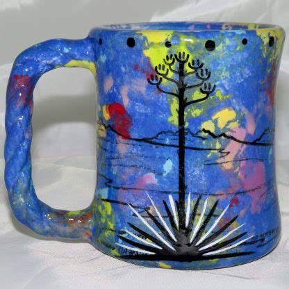 Rope Mug With Coyote On Blue Mana Pottery