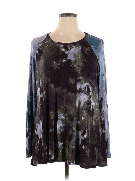 Logo By Lori Goldstein Tie Dye Purple Long Sleeve Blouse Size Xl 73