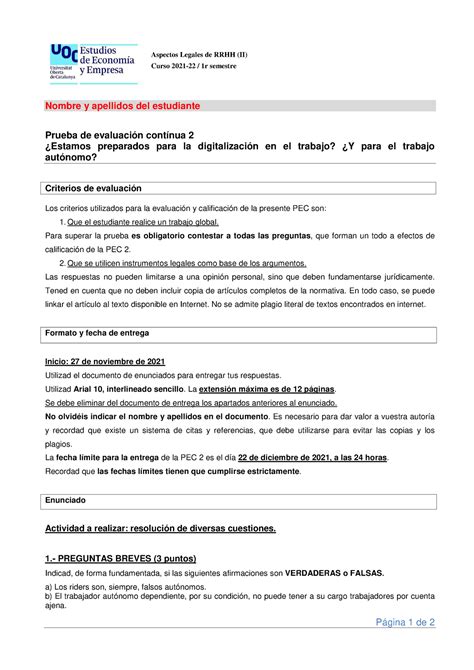 PEC2 Aspectoslegales RRHH 2 2021 CAST Aspectos Legales De RRHH II