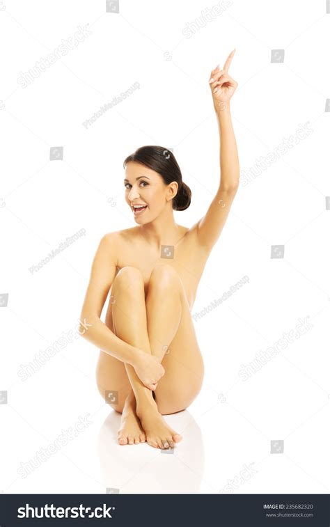 Front View Nude Woman Sitting Pointing Stock Photo Shutterstock