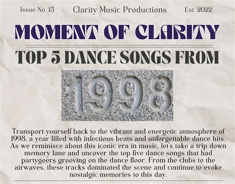 Issue 15: Top 5 Dance Songs of 1998 — Clarity Music Productions