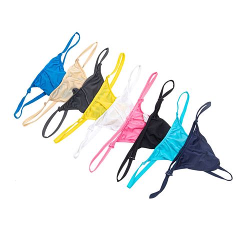 Pack Men S Soft Thongs Thin Ice Silk Bikini G Strings Low Rise Lingerie Ebay