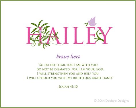 Hailey Name Art Canvas With Name Meaning And Scripture Verse Etsy