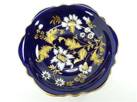 Lindner Kueps Bavaria Bowl Echt Cobalt Blue Gold Floral 10 1 2 Regina