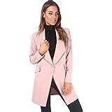 Minetom Damen Elegant Langarm Blazer Sakko Einfarbig Slim Fit Revers