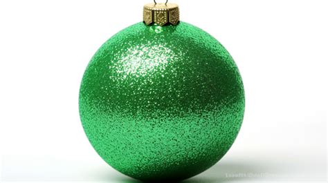 Shimmering Green Christmas Bauble Isolated On White Background With