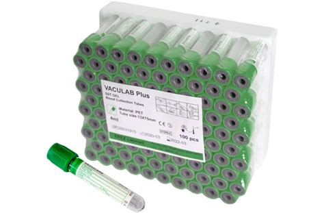 Sterile Blood Collection Tube Green Top With Lithium Heparin Ml