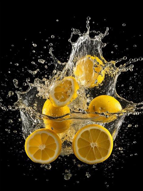 Premium Ai Image Lemon Slices Falling Into Water