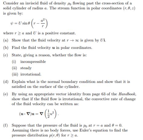 Solved Consider An Inviscid Fluid Of Density Flowing Past Chegg