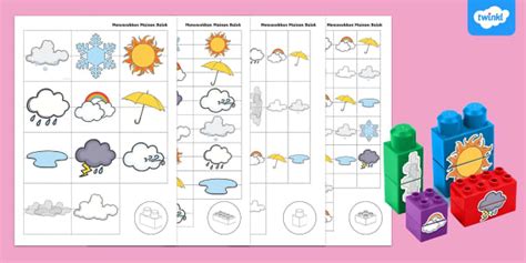 Aktivitas Mencocokkan Mainan Balok Tema Cuaca Twinkl