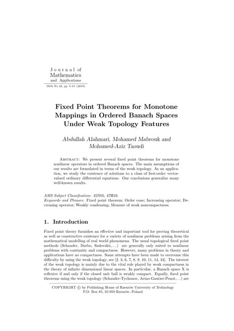 Pdf Fixed Point Theorems For Monotone Mappings In Ordered Banach