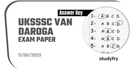 Uksssc Van Daroga Exam Paper June Official Answer Key Studyfry