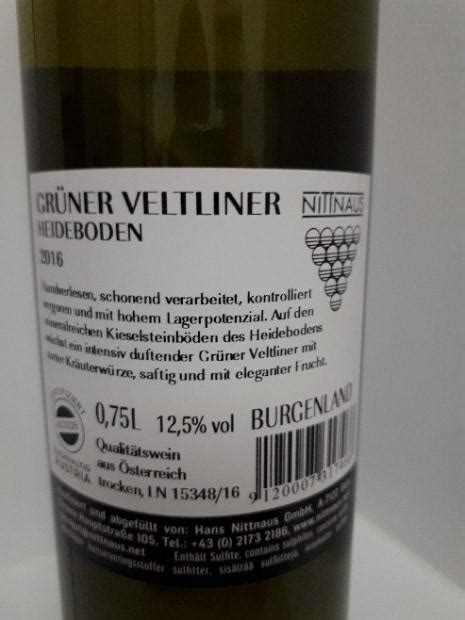 Nittnaus Gr Ner Veltliner Heideboden Austria Burgenland