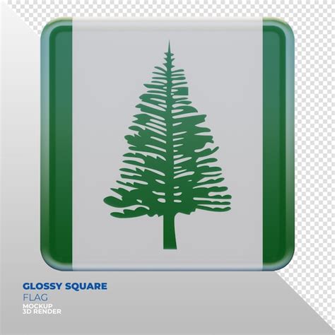 Premium PSD Realistic 3d Textured Glossy Square Flag Of Norfolk Island