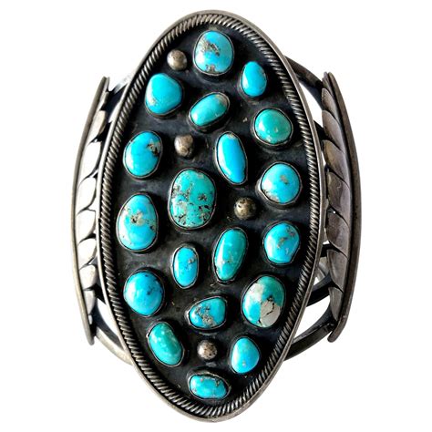 Turquoise Sterling Silver Navajo Cuff Bracelet For Sale At 1stdibs