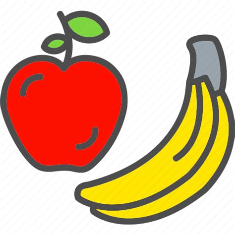 Apple Banana Food Fruit Healthy Icon Download On Iconfinder