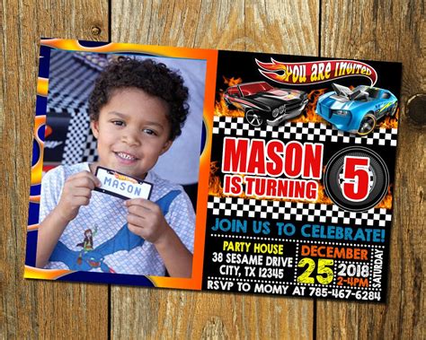 Invitaci N De Cumplea Os De Hot Wheels Invitaci N De Hot Etsy Espa A