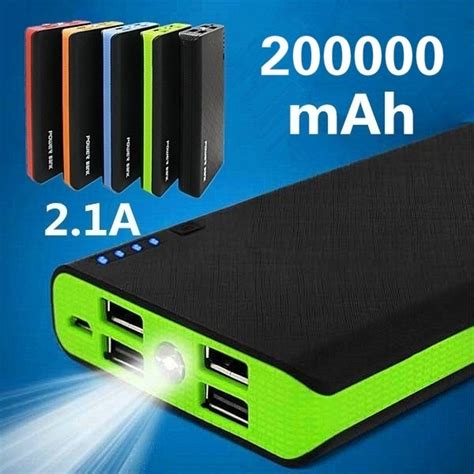 200000mAh Power Bank Android External Battery mobilecharger 4USB ...