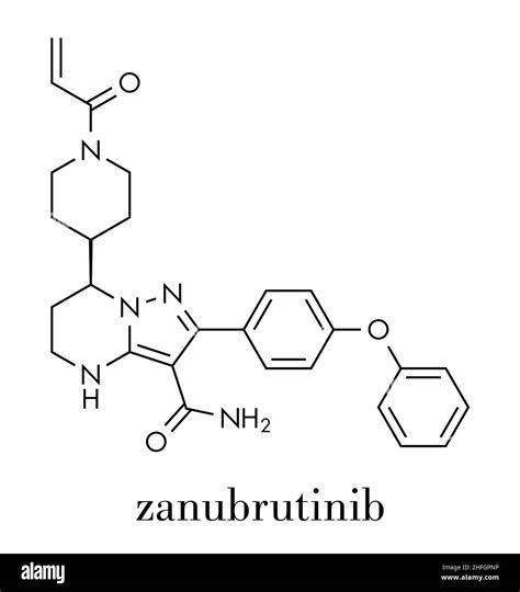 Zanubrutinib cancer drug molecule. Skeletal formula Stock Vector Image & Art - Alamy