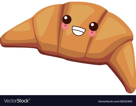 Croissant French Bread Cute Kawaii Cartoon Vector Image