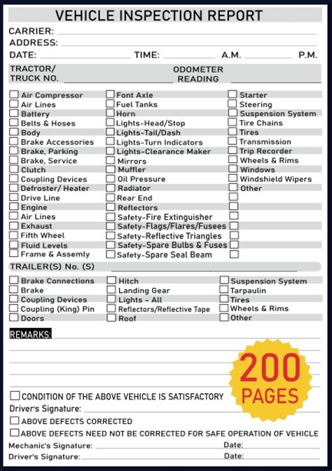 Driver Vehicle Inspection Report Book Driver S Daily Vehicle