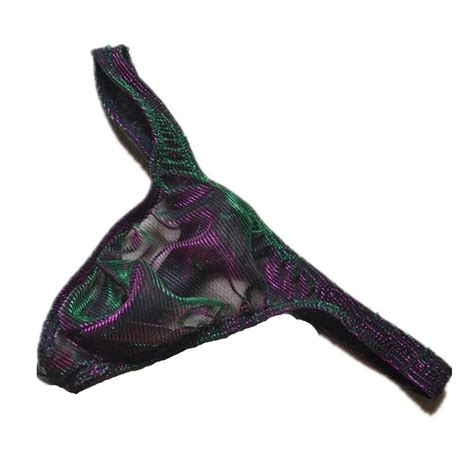Sexy Mesh Thong Men Underwear Chameleon Nightclub Daring Man Low Rise Thong See Through Gay Wear