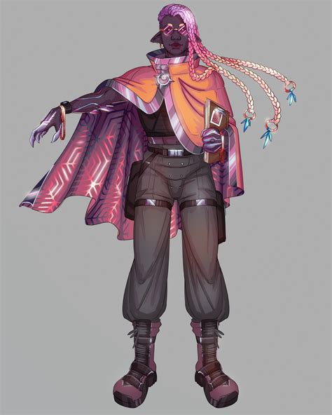 [oc] [art] Urion A Drow Earth Genasi Bard Npc For A Cyberpunk Dnd Campaign R Dnd