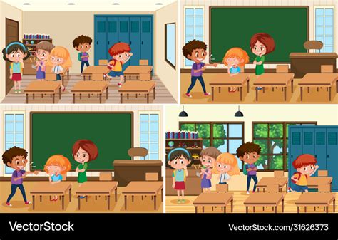 Set bully child with bad behavior in school Vector Image