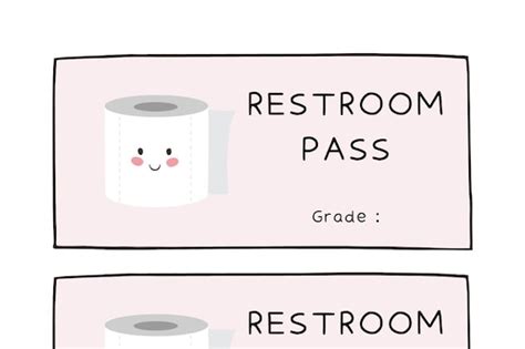 Cute Restroom Pass Perfect For School Etsy