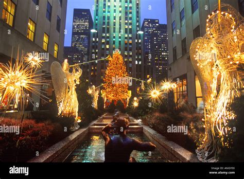 New York City Rockefeller Center Plaza Christmas Decorations Christmas