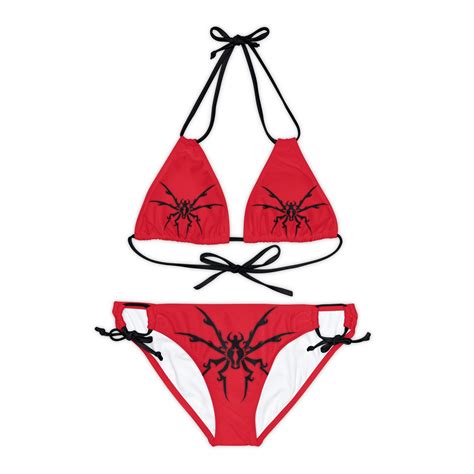 Spider Tattoo Bikini Set Bold And Edgy Swimwear Strappy Bikini Set Etsy