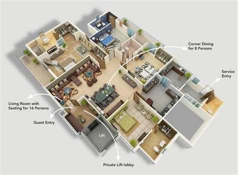 50 Four “4” Bedroom Apartment/House Plans | Architecture & Design