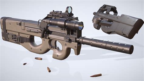 Tactical P90 3d Model By Ramhat [052b959] Sketchfab