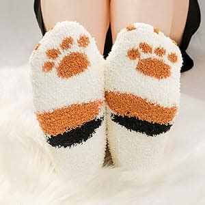 Qkurt Paires De Chaussettes Moelleuses De Patte De Chat Chaussette