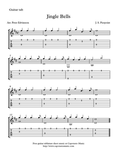 Jingle Bells Guitar Tab Solo Pdf Notation Musicale Compositions