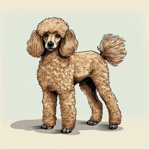 Premium Photo | Poodle Standing Up Facing Right Long Fluffy Tail