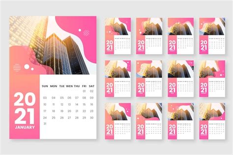 Premium Vector Abstract 2021 Calendar Template