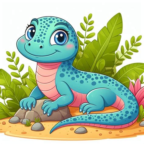 Illustration De Dessin Animé Du Lézard Vecteur Mignon Vecteur Premium