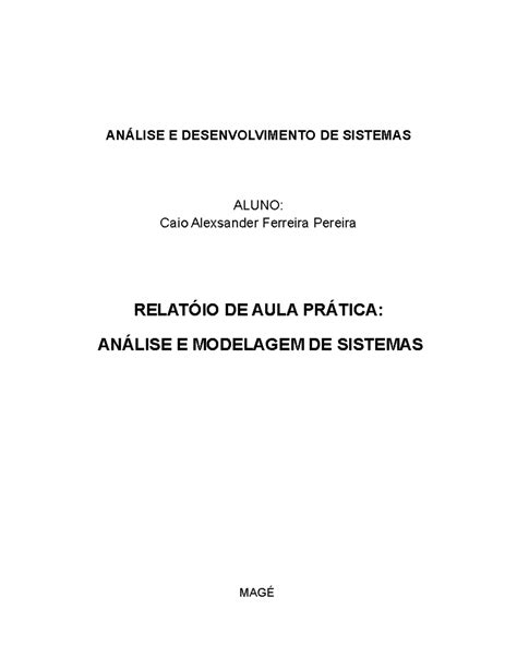 Analise E Modelagem De Sistemas AnÁlise E Desenvolvimento De Sistemas