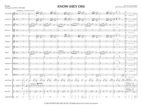 Snow Hey Oh Arr John Leonard By Red Hot Chili Peppers Sheet Music For Marching Band At