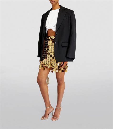 Womens Rabanne Gold Sequin Embellished Mini Skirt Harrods Uk