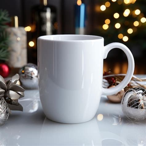 Premium Photo Mug Of Hot Drink On A Christmas Background With Bokeh