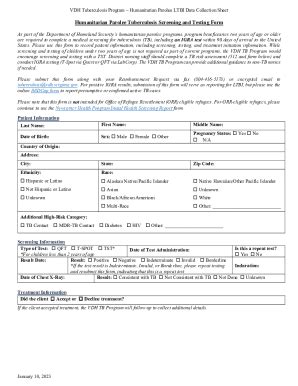 Fillable Online Humanitarian Parolee Tuberculosis Screening And Testing