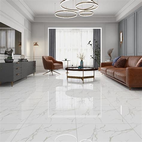 Living Room X Porcelanato Piso Carrara White Marble Floor Tile